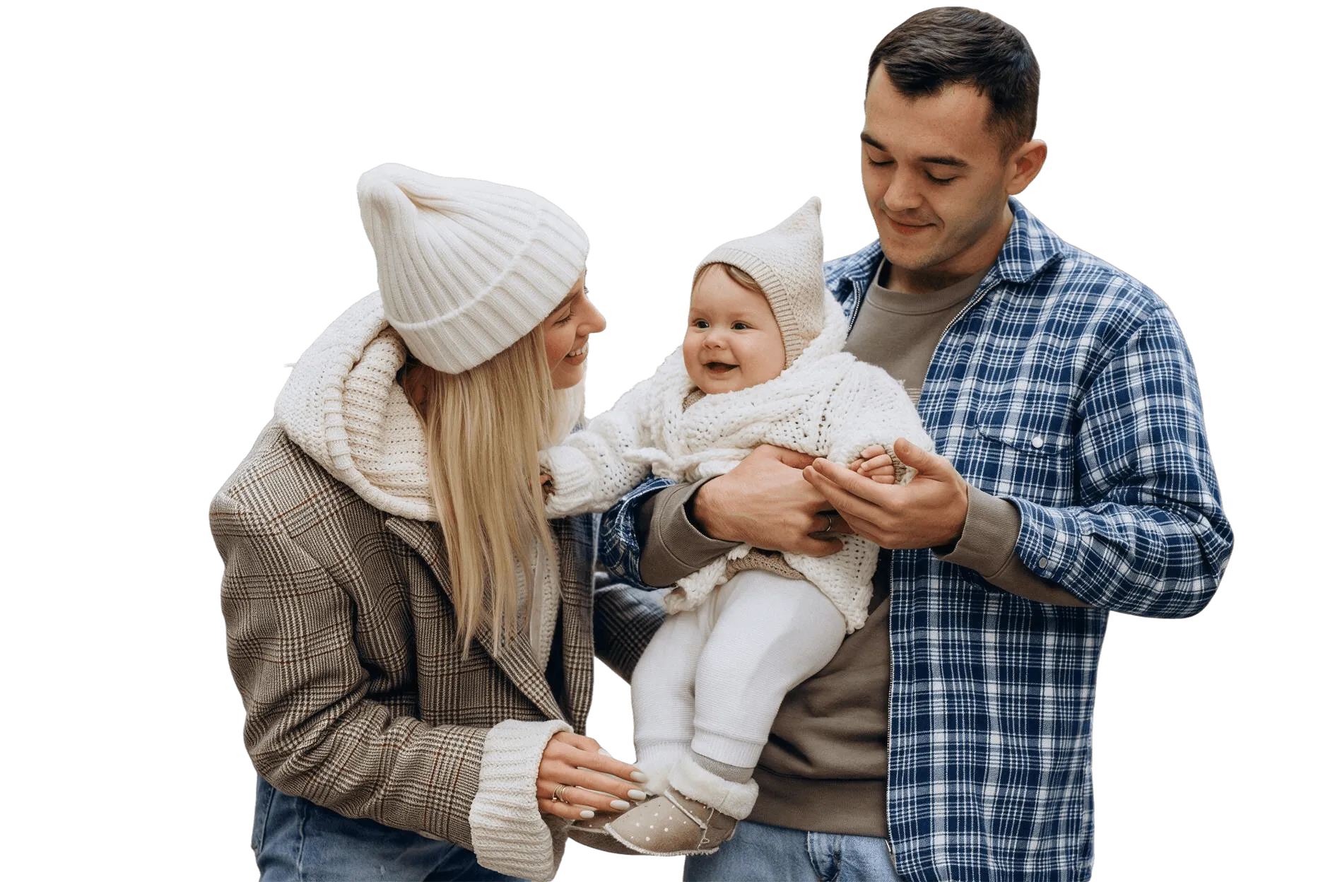 A family holding their baby